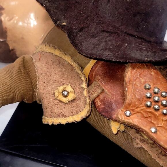 13" 1920s Antique Composition Head Sweet Cowboy Toddler Baby Boy - Picture 11 of 12